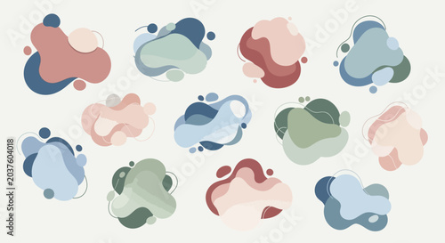 Abstract Organic Shapes Collection in Pastel Colors
