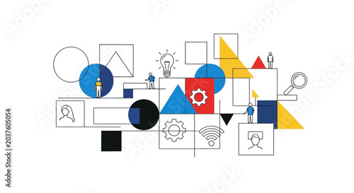 Abstract Geometric Business Concept with Icons and People