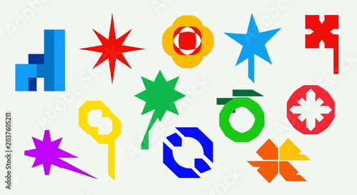 Colorful Geometric Shapes, Icons, Symbols & Abstract Art