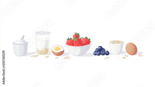 Illustrated Healthy Breakfast Essentials