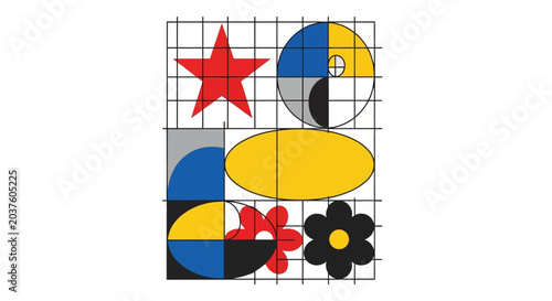 Geometric shapes abstract grid pattern, modern graphic design element