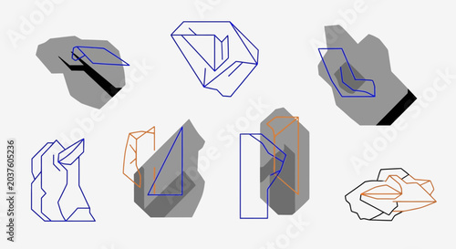 Geometric Shapes Overlayed on Abstract Forms