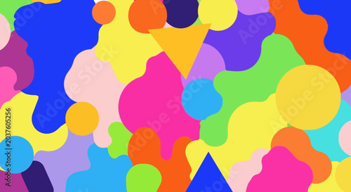 Vibrant Organic Shapes and Geometric Forms in Bright Colors