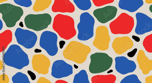 Colorful Organic Shapes Seamless Pattern - Abstract Background Texture