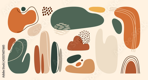 Abstract Shapes Background - Organic Modern Art, Earth Tones