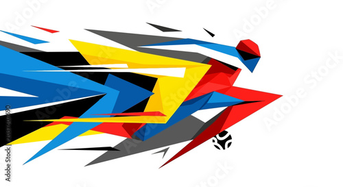Dynamic Abstract Soccer Player, Geometric Sports Motion Graphic Design