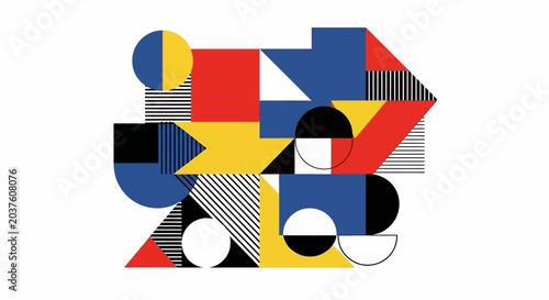 Abstract geometric pattern with primary colors and lines