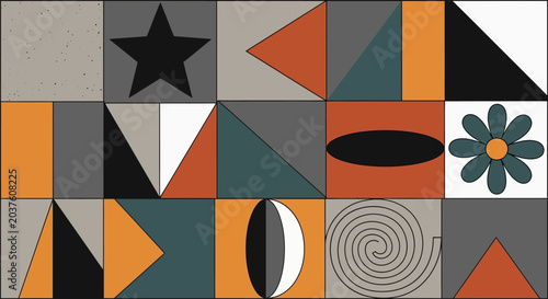 Geometric Abstract Pattern with Diverse Shapes and Colors
