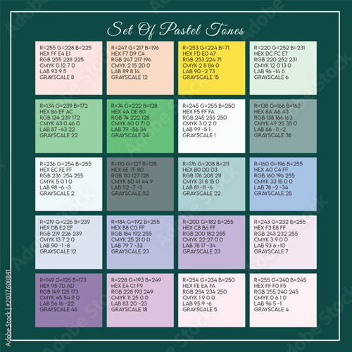 Pastel Color Swatch Grid and Design Palette