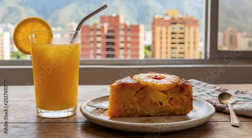 Pineapple cake with juice