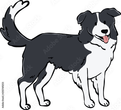 Adorable Border Collie dog illustration in a playful pose. Ideal for stickers, design elements, and creative projects