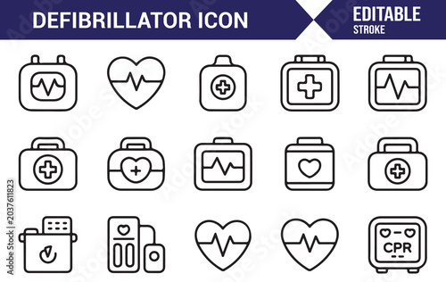 Minimal Defibrillator Icons Pack for Clinic and First Aid Use