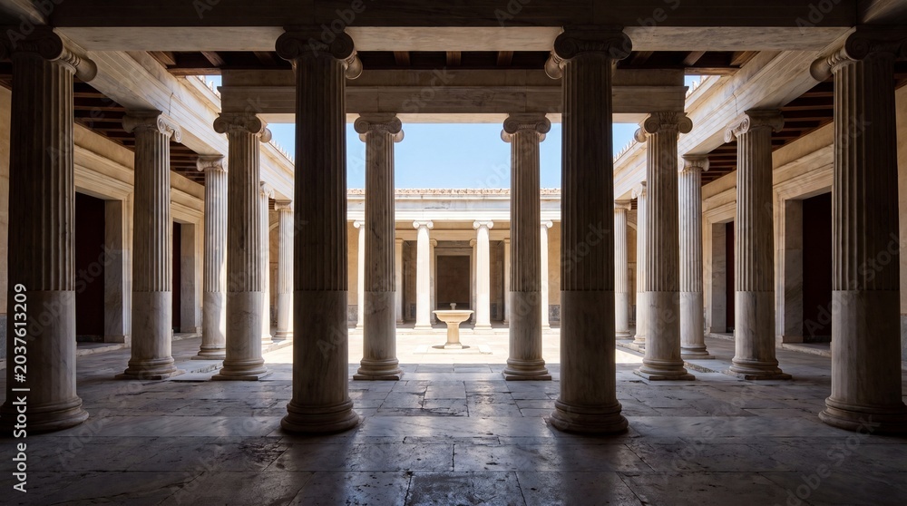 Fototapeta premium Ancient Greek Courtyard Architecture Background for Corporate Website