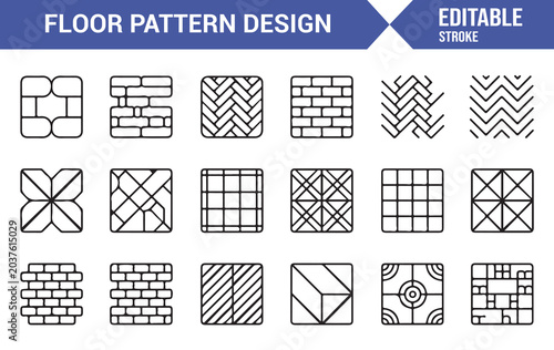 Vector Flooring Pattern Icon Collection with Editable Stroke