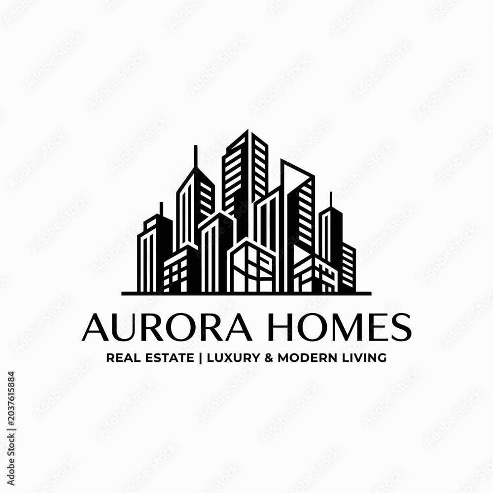 Obraz premium Aurora Homes Real Estate Logo Design.