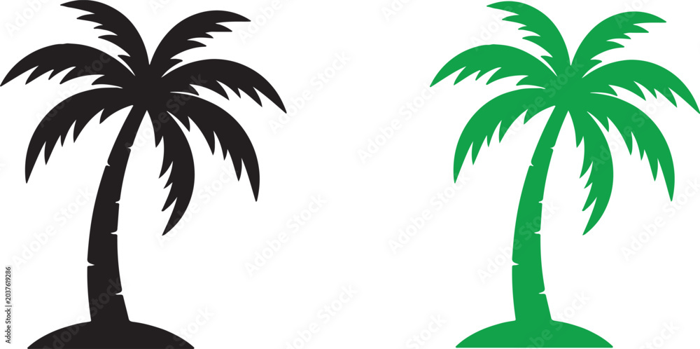 Fototapeta premium Minimalist Black Palm Tree Silhouette on White Background