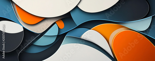 Neutral-Tone Abstract Banner with Overlapping Waves