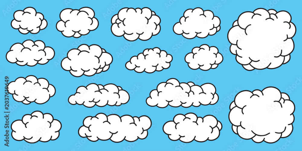 Fototapeta premium Hand drawn cloud doodle element vector illustration