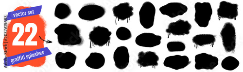 Bilde på lerret Spray paint spot shapes set with liquid drip for graffiti frame and callout