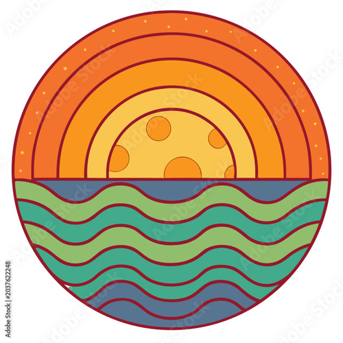 dreamy moon and ocean harmony painting, generate ai