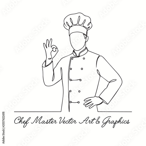Smiling Chef Wearing White Uniform and Traditional Hat in Restaurant Kitchen