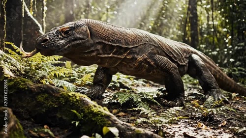 a Komodo dragon walking in nature