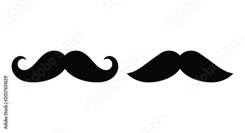 Tableau sur toile Two black mustache silhouettes against a white background a classic facial hair