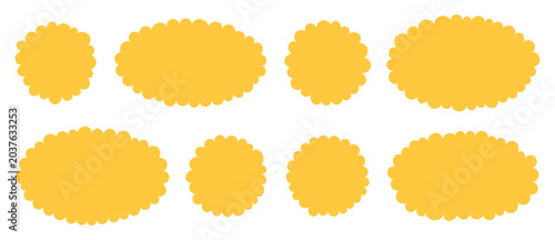 Canvastavla Cute fluffy label set with cloudy circle, oval frames