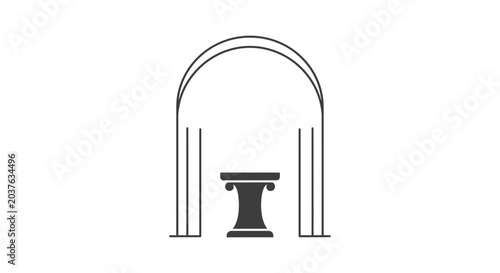 Minimalist Archway with Pedestal and Pillars, Classical Architecture