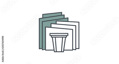 Stack of Documents with Podium Icon, Represents Information, Data, Research, Presentation