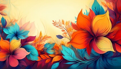 vibrant floral border design digital art nature abstract background close up view beauty and elegance