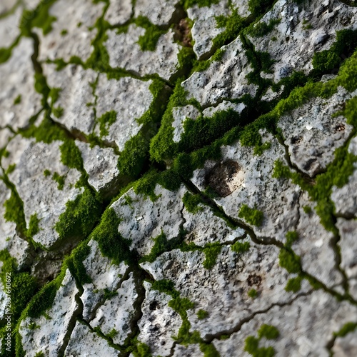 Close up of moss growing on rock, organic forest stone environment ecology vegetation, micro green lichen botany nature structure texture backdrop