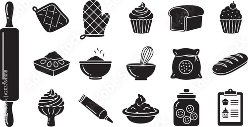 Baking icons and tools for cooking illustration