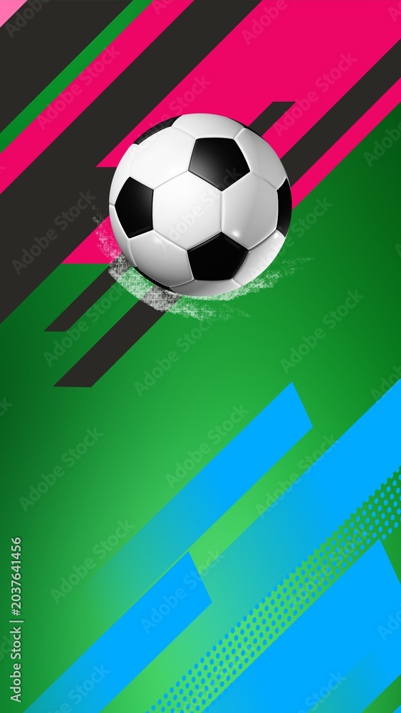 Obraz premium Dynamic Soccer Ball on Vibrant Abstract Background with Energetic Geometric Shapes, Splash Effect, and Modern Design for Sports Events