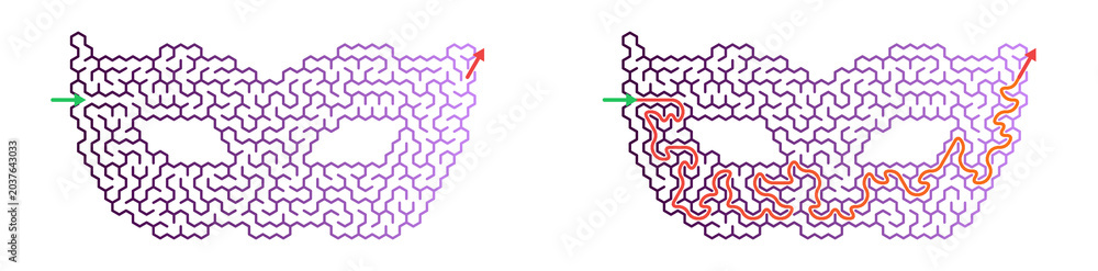 Fototapeta premium Abstract maze patterns representing two paths in a puzzle-like design