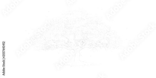 Quadro su tela Black and white tree on white background with grunge textured winter vintage sty