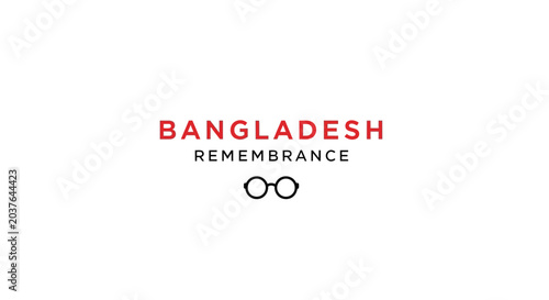 Quadro su tela Bangladesh Remembrance Typography with Minimalist Glasses Icon