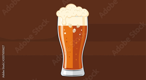 Cuadro en lienzo Full Glass of Refreshing Craft Beer with Foam Head