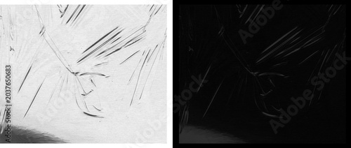 Billede på lærred Abstract microscopic crystal texture, black and white mineral structure under mi
