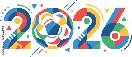 Vibrant colorful illustration of the year 2026 in large stylized numbers