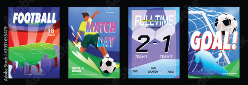 Foto Football poster vector set