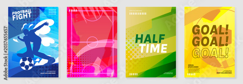 Fotografía Football poster vector set