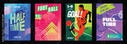 Schilderij op canvas Football poster vector set