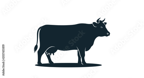 Foto Silhouette of a Holstein cow with udder, standing on white background, vector il