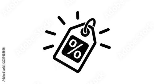 Fotografi Discount tag icon with percentage sign, sale offer concept, black and white illu