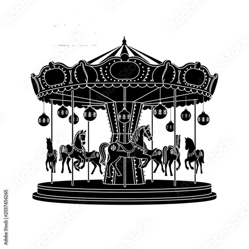 Black and white merry go round.
