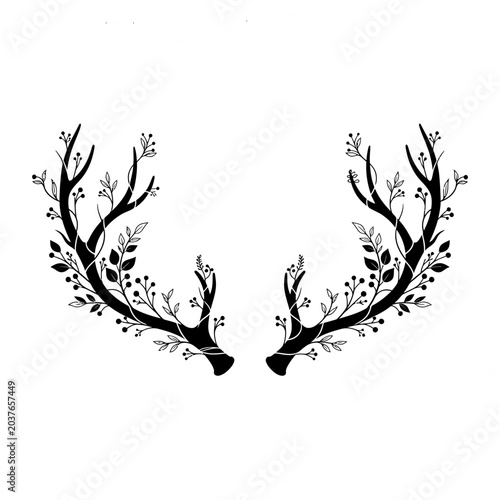Deer Antlers with Floral Decorations.