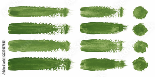 Green Brush Strokes and Circles: A collection of artistic green brush strokes and circular shapes, perfect for graphic design and creative projects.