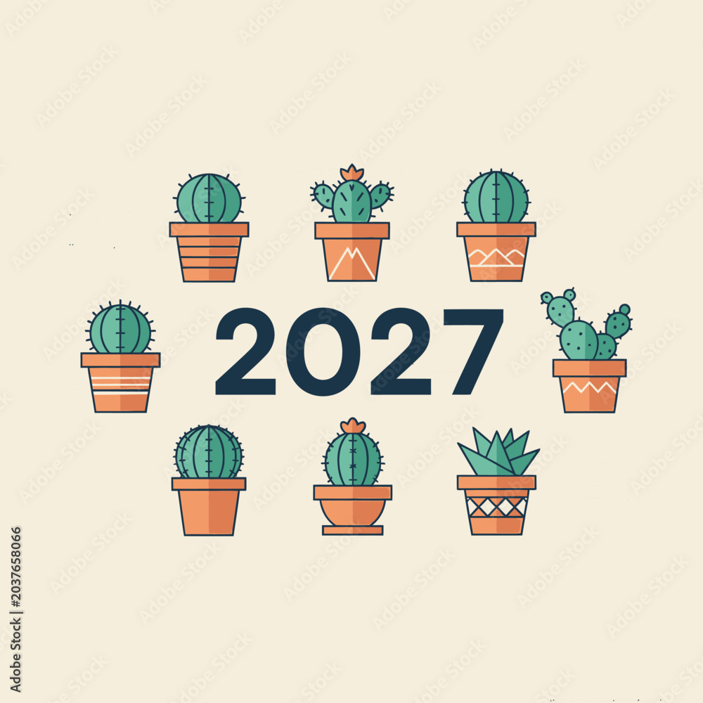 Fototapeta premium Potted cacti plants in pots.