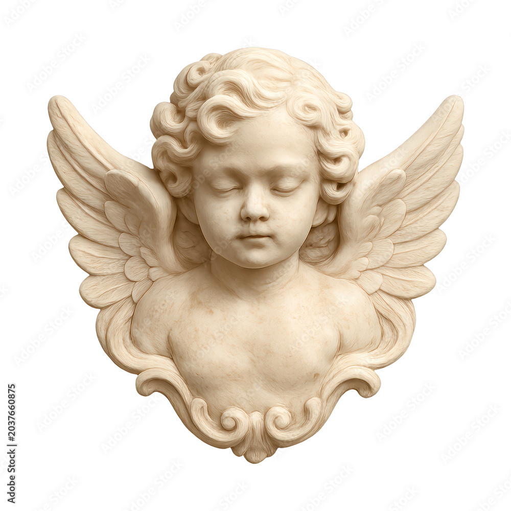 Obraz premium PNG Elegant angelic cherub sculpture